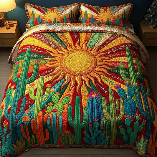 Sunburst Cactus 3-Piece Quilted Bedding Set GFTOTP15810