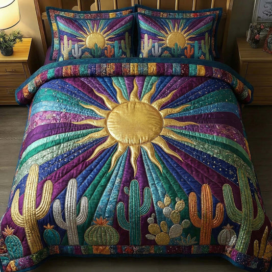 Sunburst Cactus 3-Piece Quilted Bedding Set GFTOTP15811
