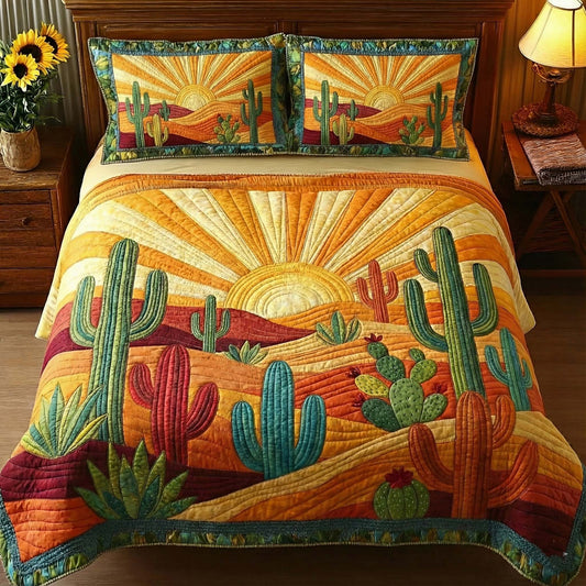 Sunburst Cactus 3-Piece Quilted Bedding Set GFTOTP15812