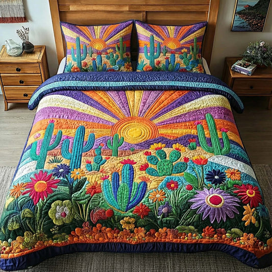 Sunburst Cactus 3-Piece Quilted Bedding Set GFTOTP15813