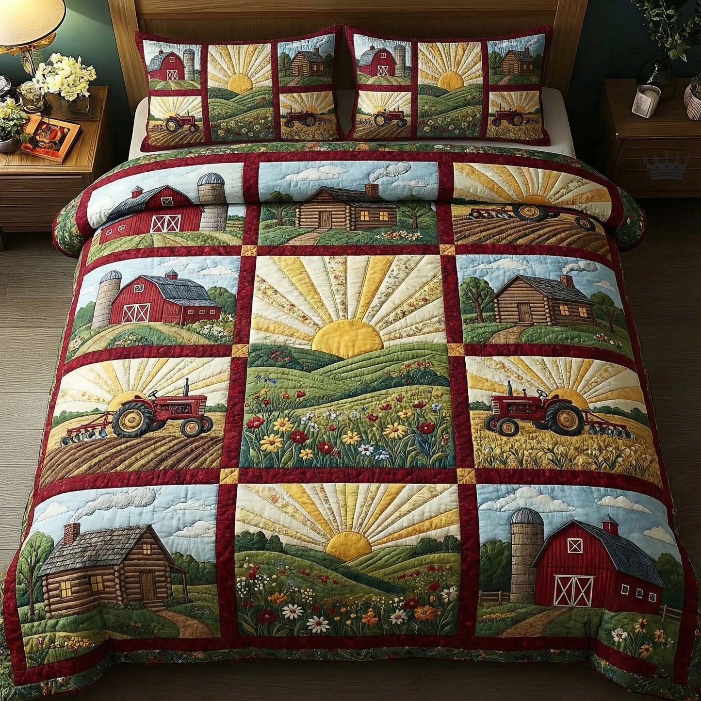 Golden Pasture 3-Piece Quilted Bedding Set GFTOTP15853