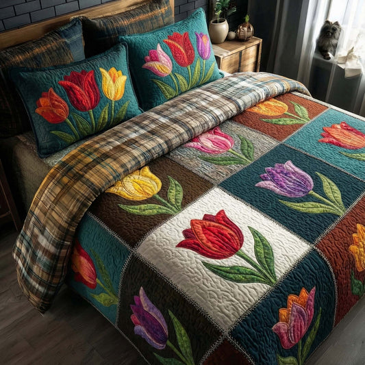 Fresh Blossoms 3-Piece Quilted Bedding Set GFTOTP15854