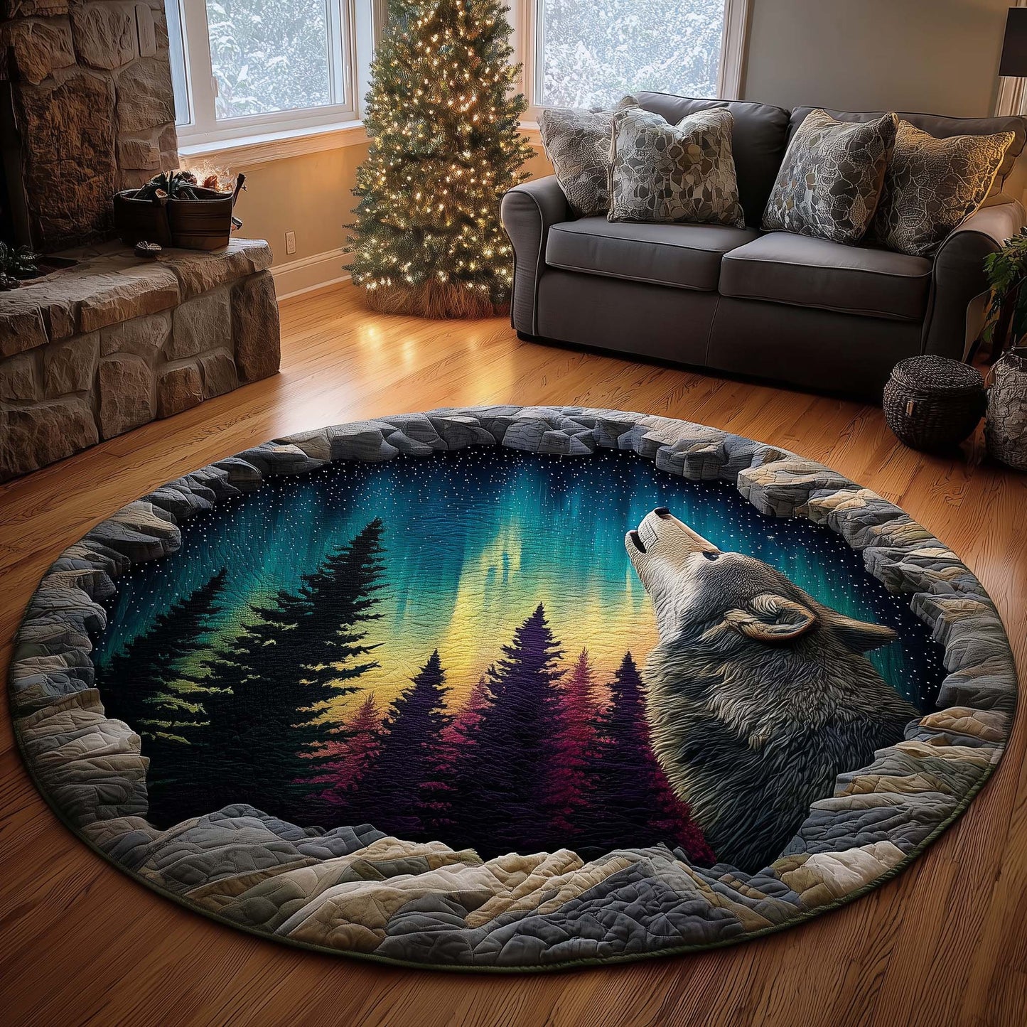 Aurora Borealis Quilted Round Mat GFTOTP16100