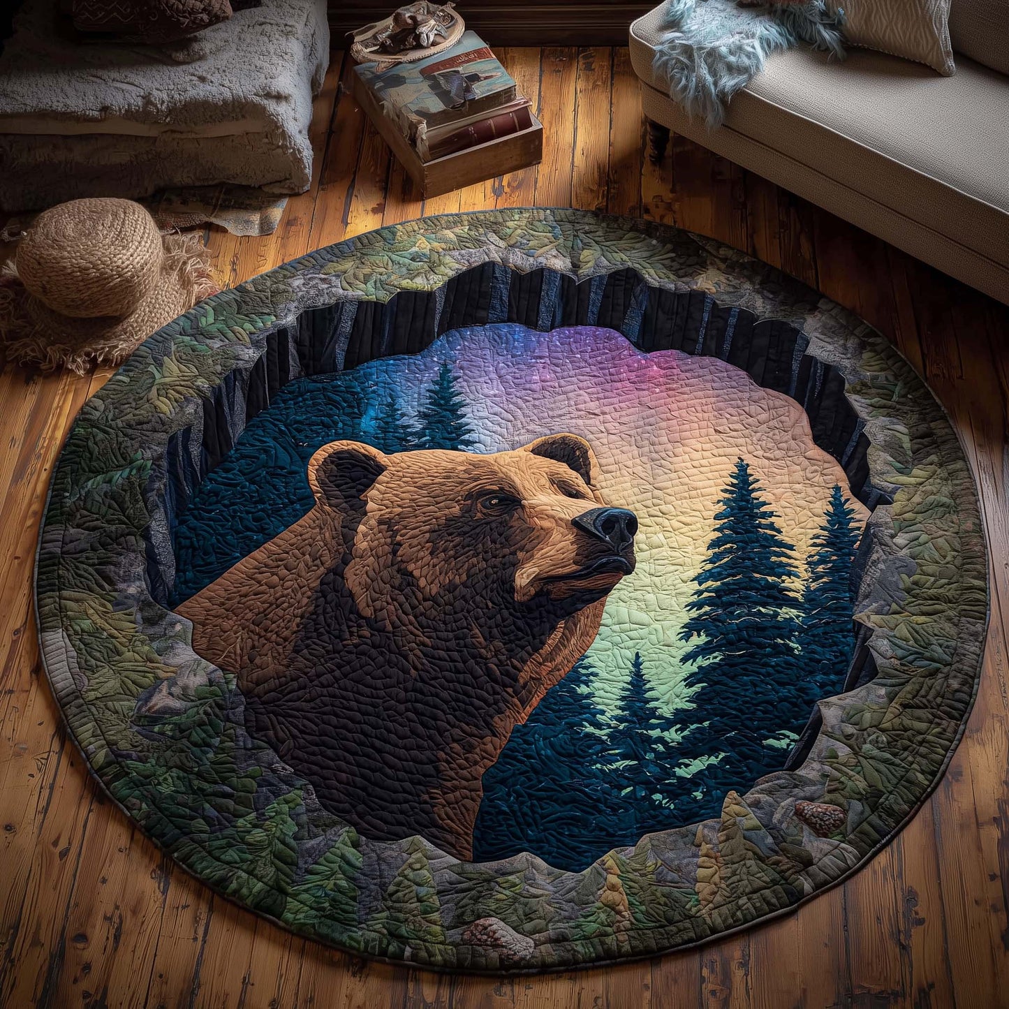 Aurora Borealis Quilted Round Mat GFTOTP16103