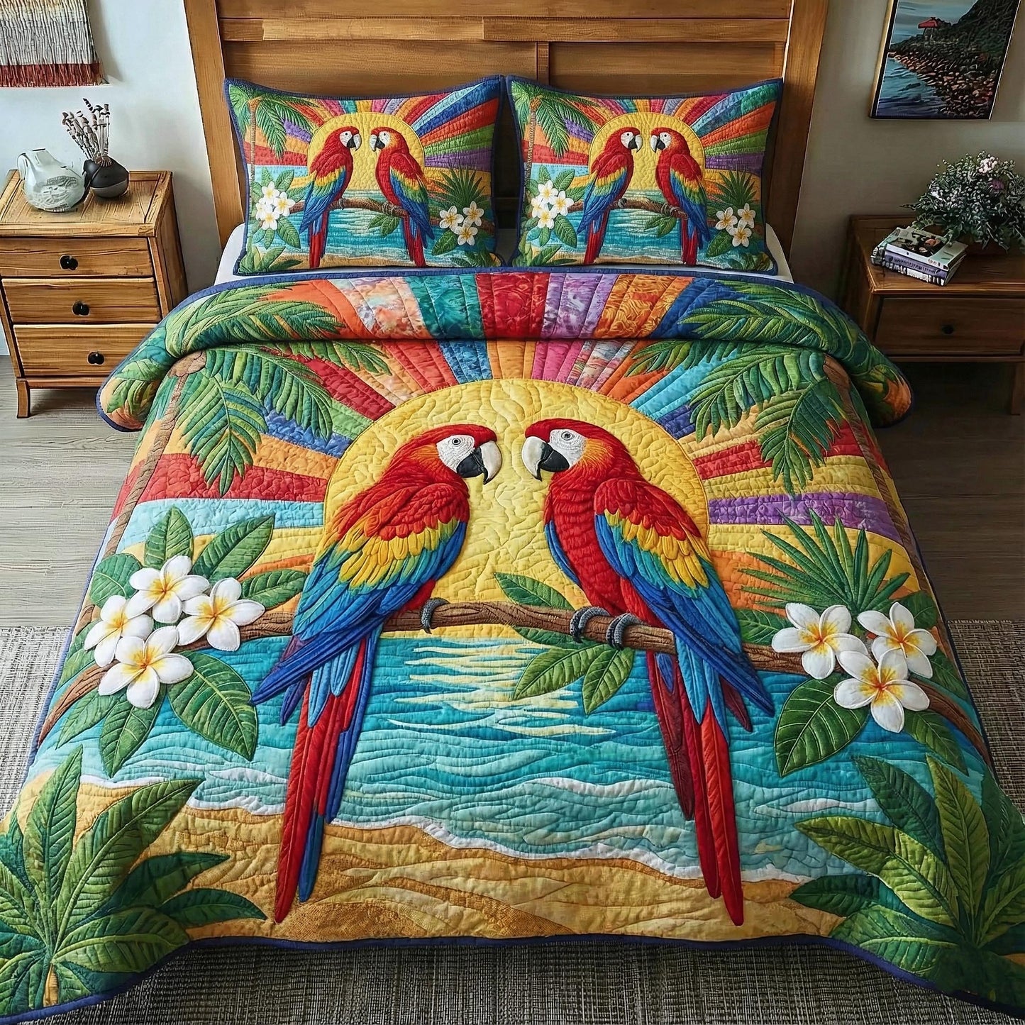 Tropical Sweethearts 3-Piece Quilted Bedding Set GFTOTP16281