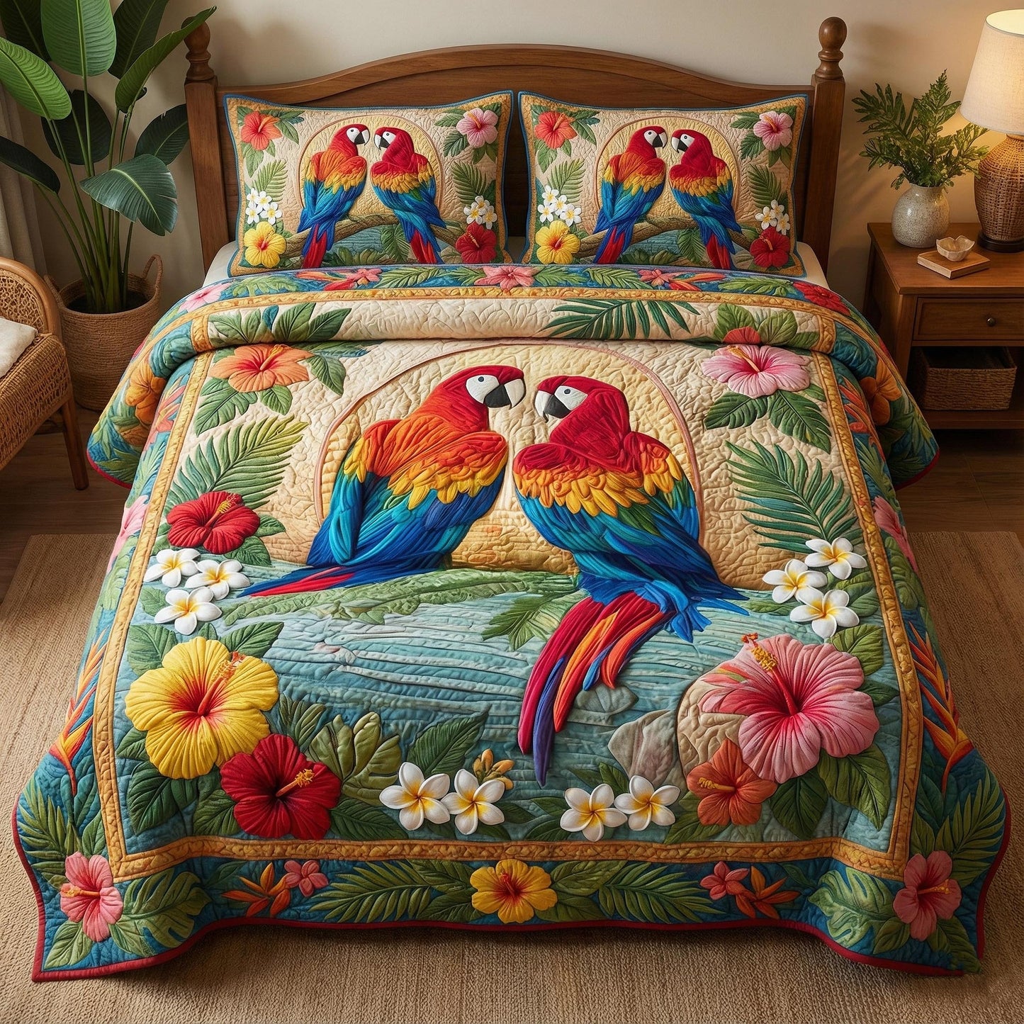 Tropical Sweethearts 3-Piece Quilted Bedding Set GFTOTP16282