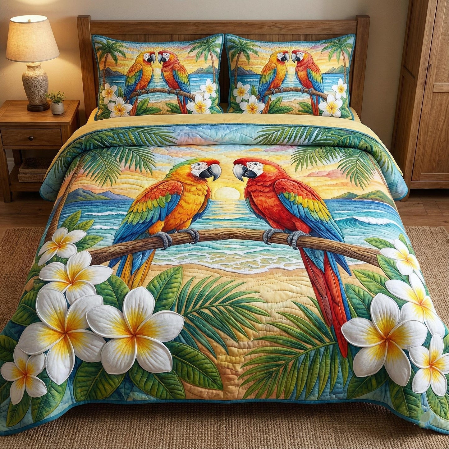 Tropical Sweethearts 3-Piece Quilted Bedding Set GFTOTP16283