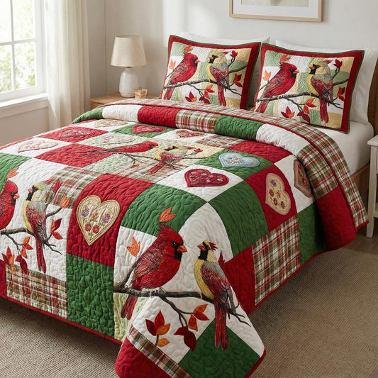 Crimson Companions 3-Piece Quilted Bedding Set GFTOTP16285