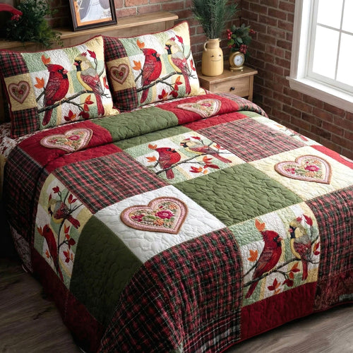 Crimson Companions 3-Piece Quilted Bedding Set GFTOTP16286