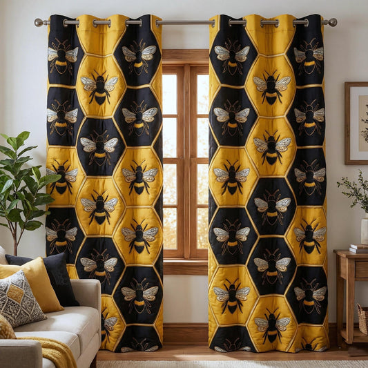 Honey Buzz Quilted Curtains GFTOTP16295