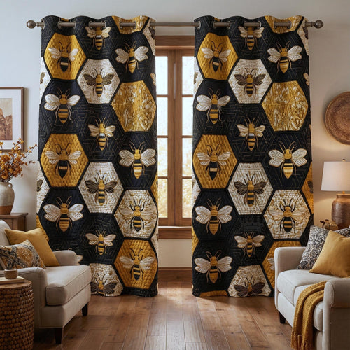 Honey Buzz Quilted Curtains GFTOTP16296