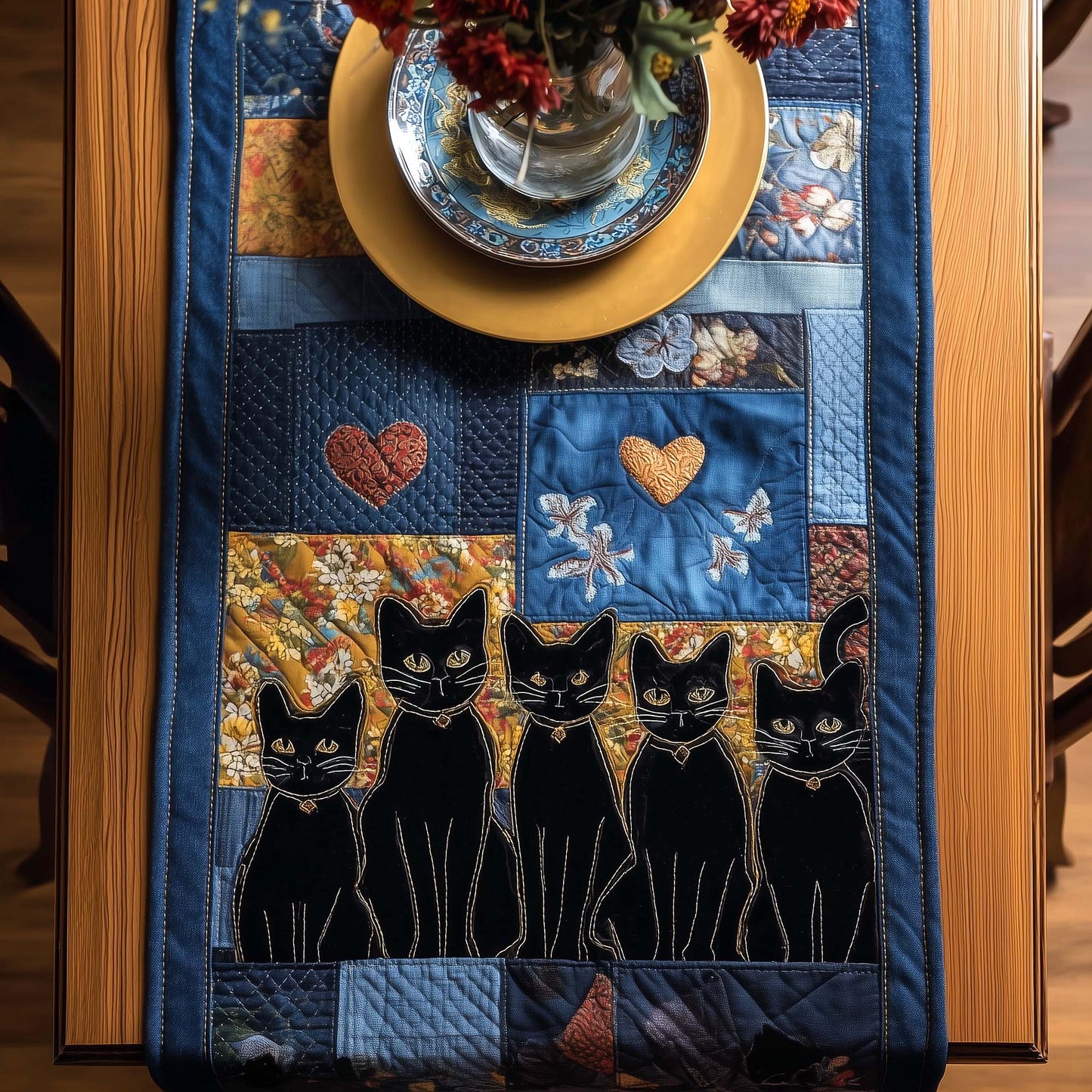 Patchwork Purr Quilted Table Runner GFTOTP16395