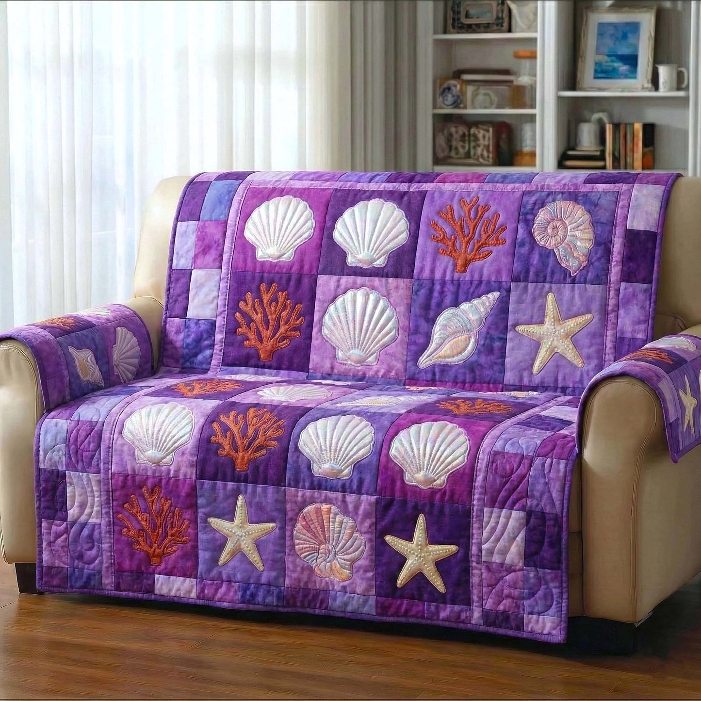 Ocean Serenity Quilted Sofa Cover GFTOTP16584