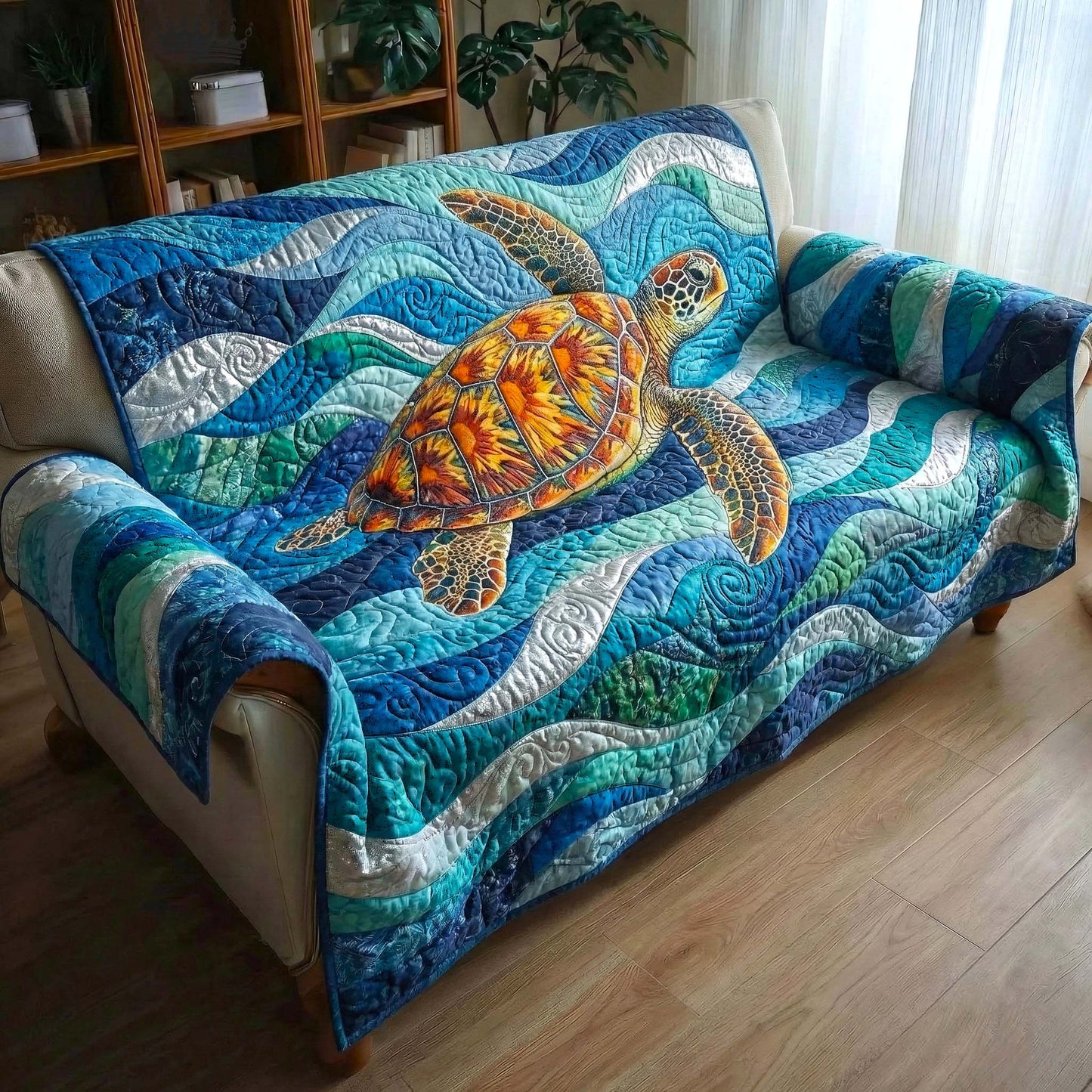 Ocean Serenity Quilted Sofa Cover GFTOTP16585