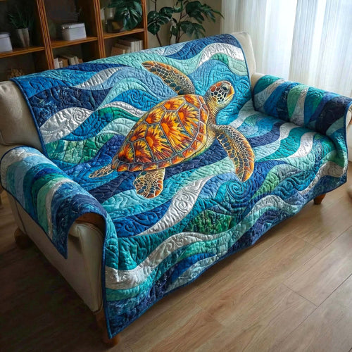 Ocean Serenity Quilted Sofa Cover GFTOTP16585