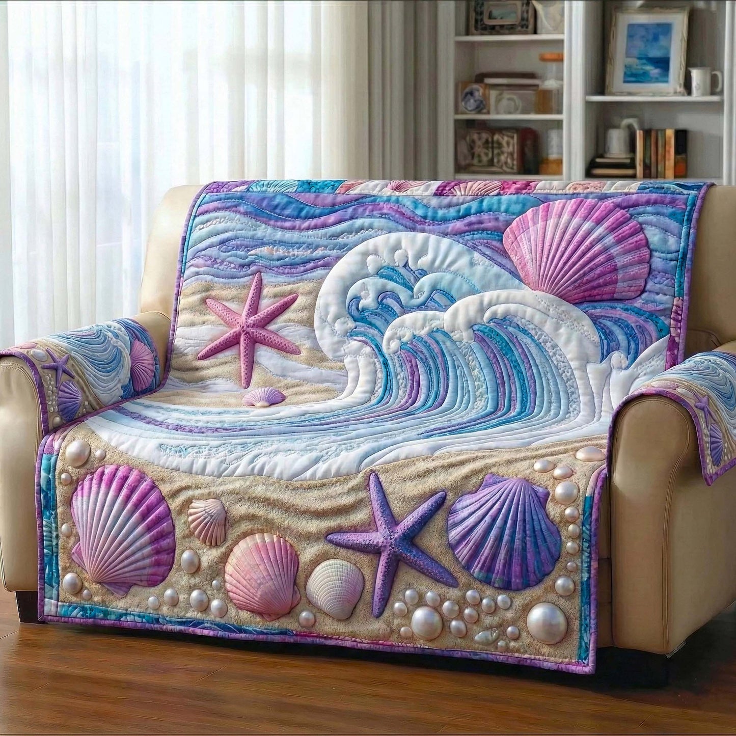 Ocean Serenity Quilted Sofa Cover GFTOTP16588