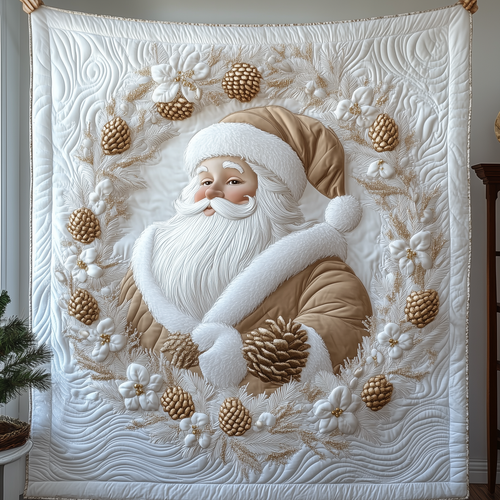 Elegant White Santa Claus Quilted Blanket GFTOTP1666