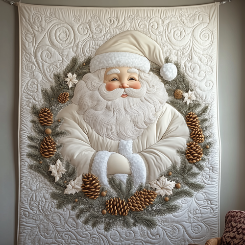 Elegant White Santa Claus Quilted Blanket GFTOTP1667