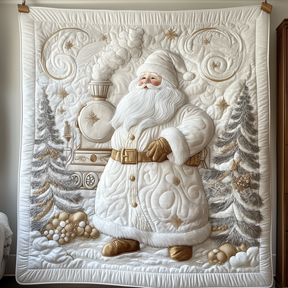 Elegant White Santa Claus Quilted Blanket GFTOTP1671