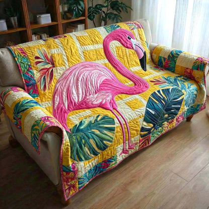Tropical Flamingo Quilted Sofa Cover GFTOTP16738