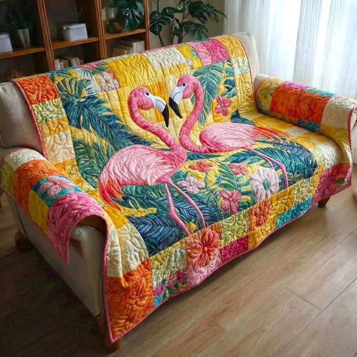 Tropical Flamingo Quilted Sofa Cover GFTOTP16739