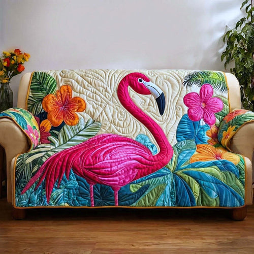 Tropical Flamingo Quilted Sofa Cover GFTOTP16740