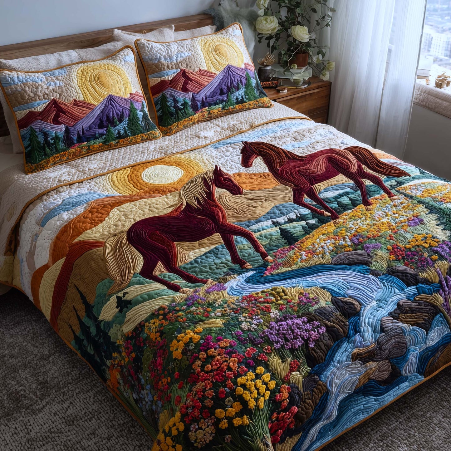 Whispering Hooves 3-Piece Quilted Bedding Set GFTOTP16940