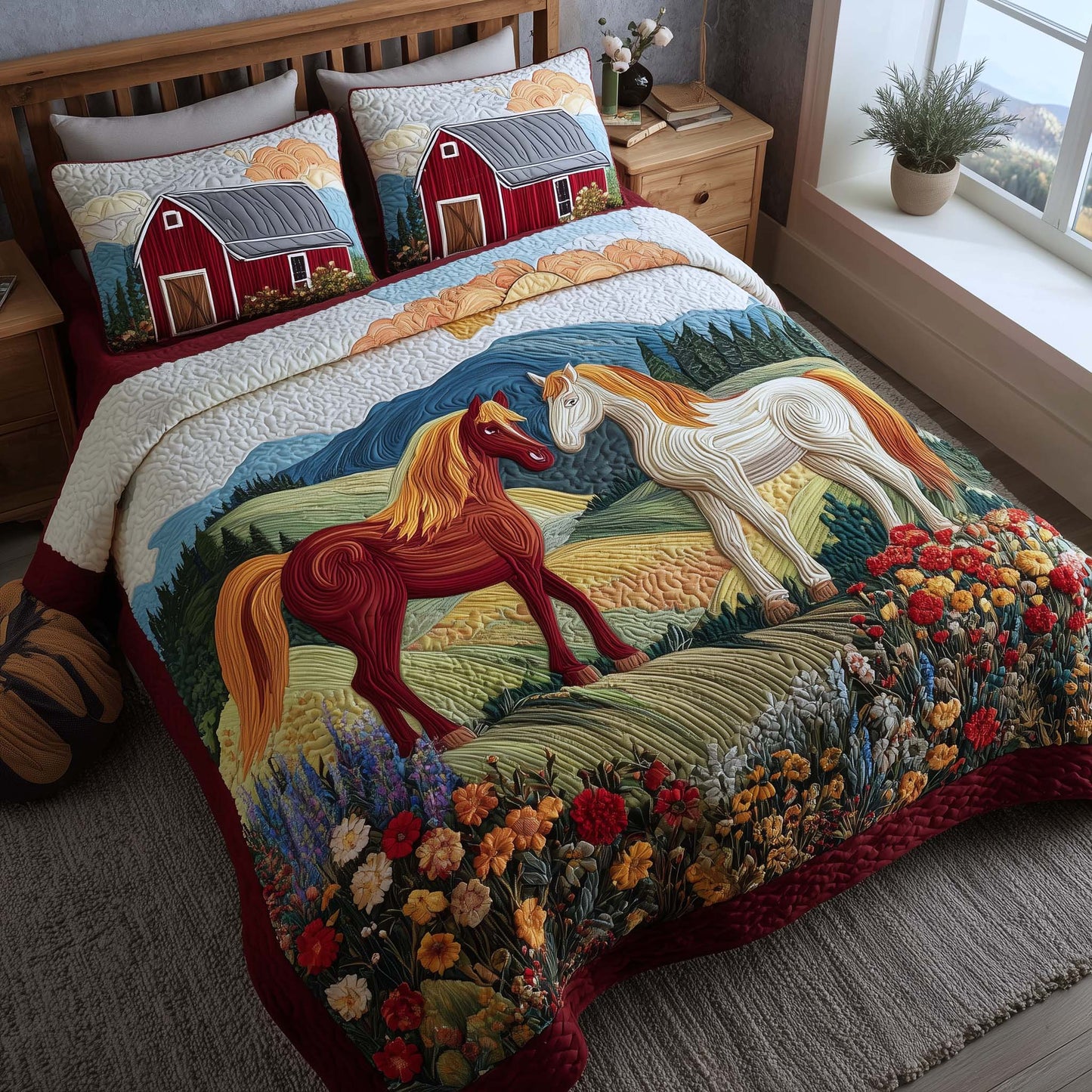 Whispering Hooves 3-Piece Quilted Bedding Set GFTOTP16941