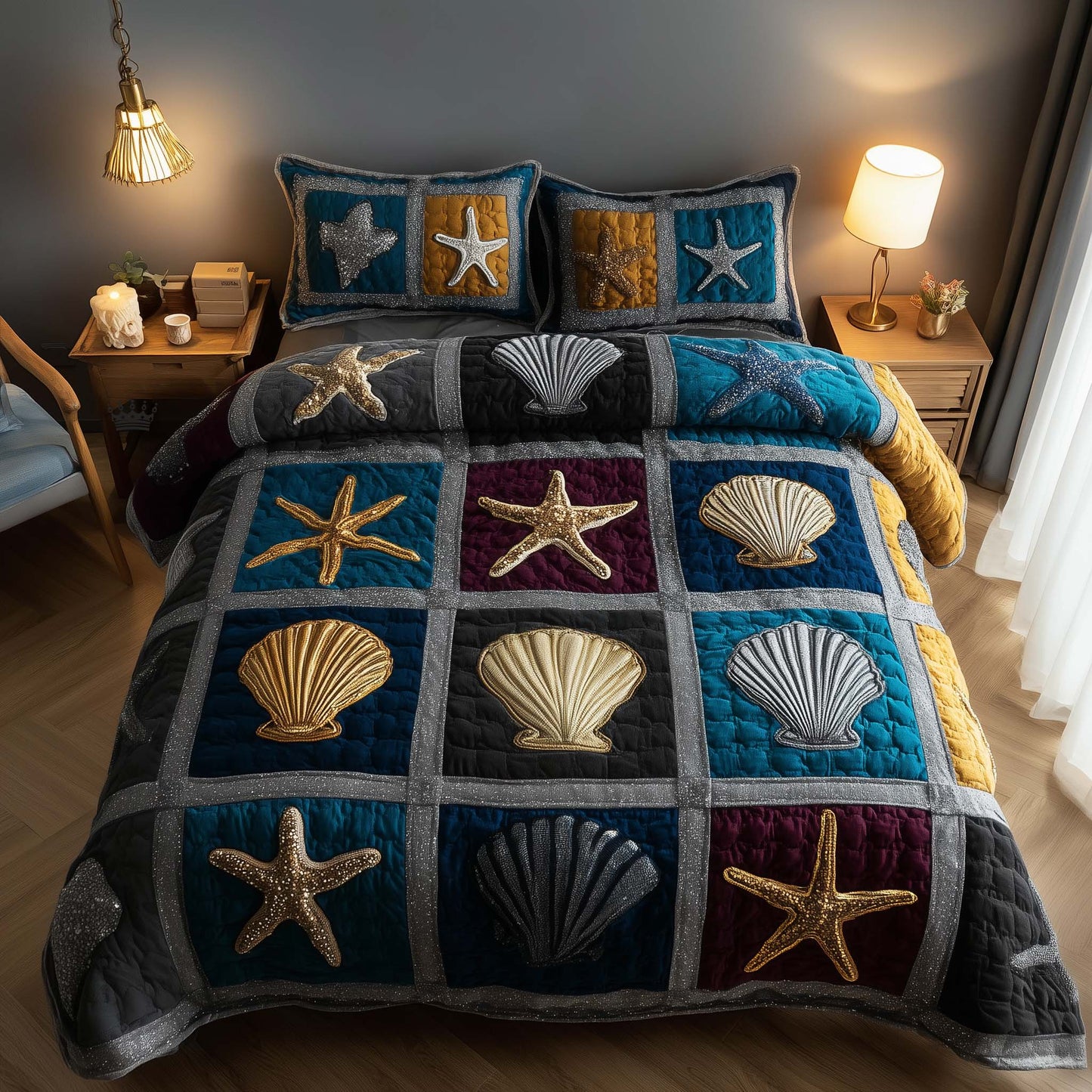 Shoreline Gems 3-Piece Quilted Bedding Set GFTOTP16955
