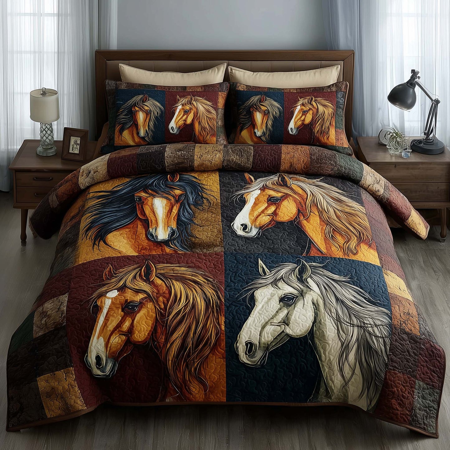 Homestead Hooves 3-Piece Quilted Bedding Set GFTOTP16989