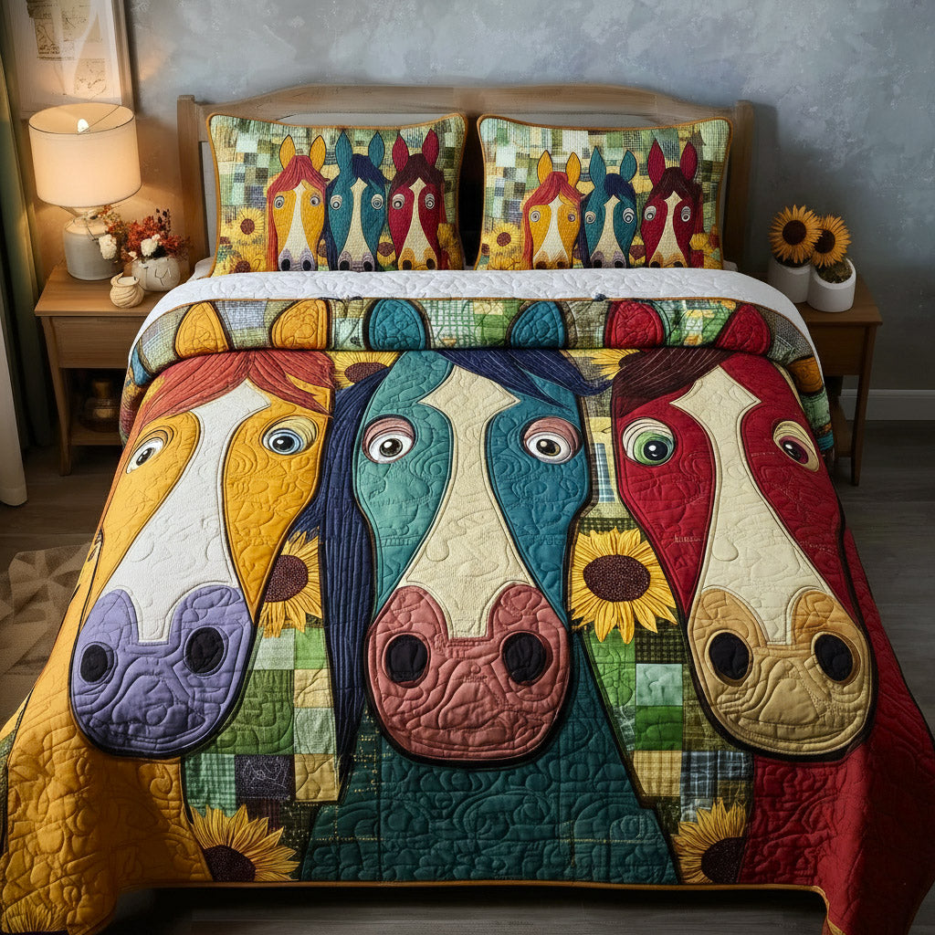 Homestead Hooves 3-Piece Quilted Bedding Set GFTOTP16992