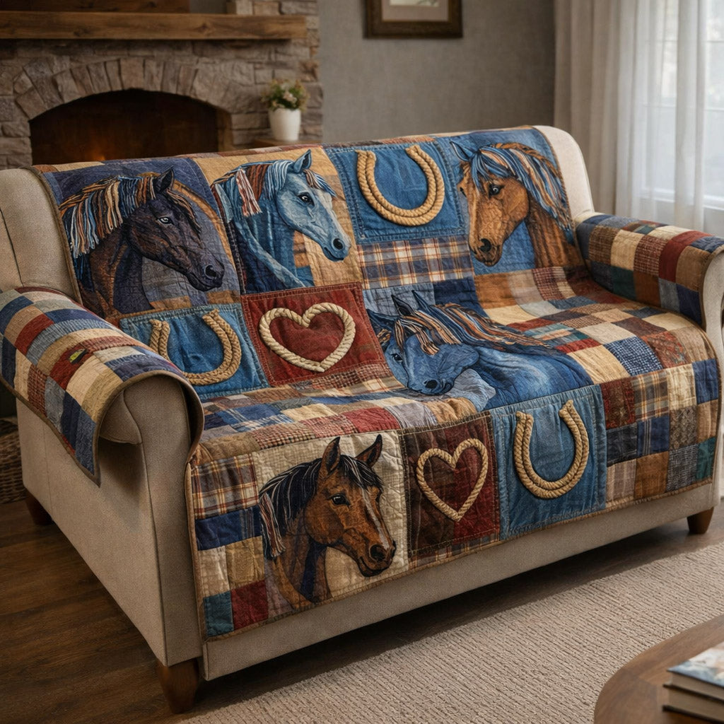 Prairie Hoofbeats Quilted Sofa Cover GFTOTP17145