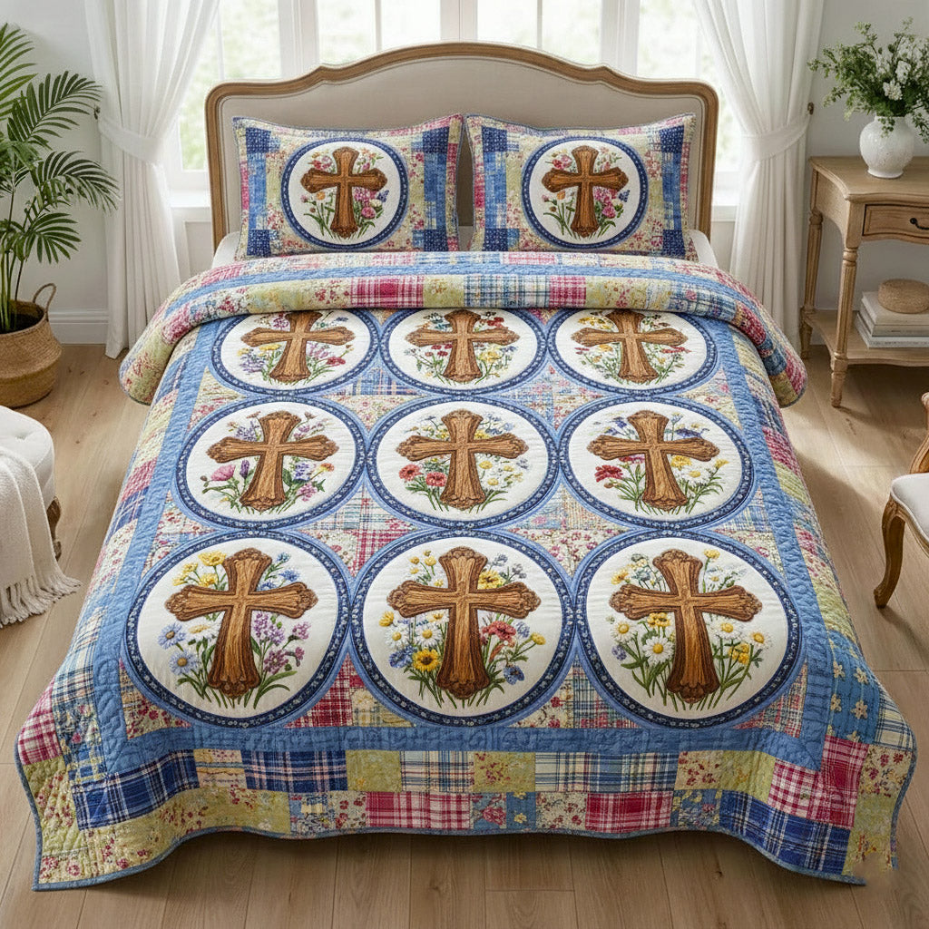 Faithful Sunrise 3-Piece Quilted Bedding Set GFTOTP17160