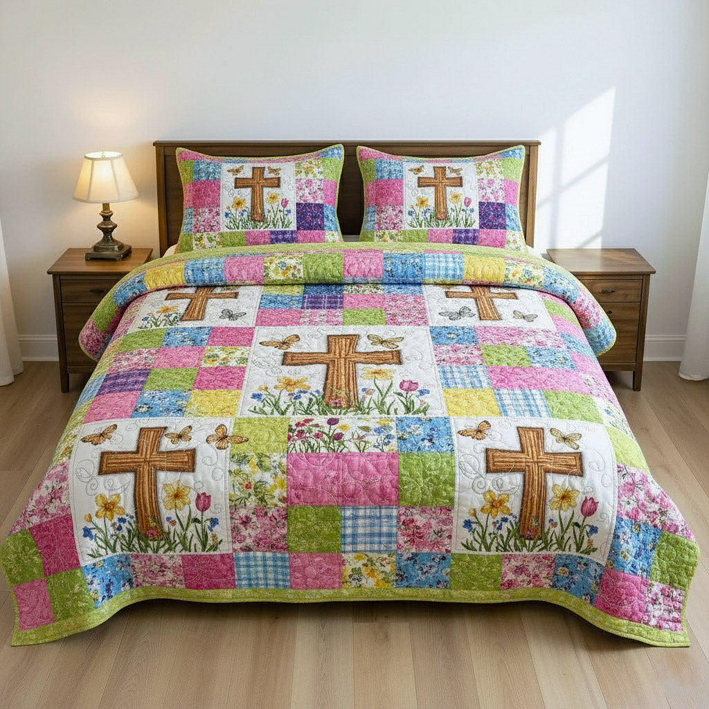 Faithful Sunrise 3-Piece Quilted Bedding Set GFTOTP17163
