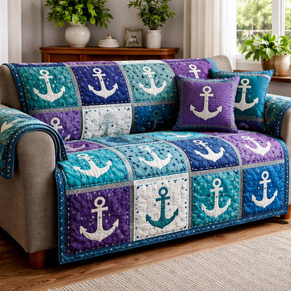 Nautical Anchor Quilted Sofa Cover GFTOTP17174