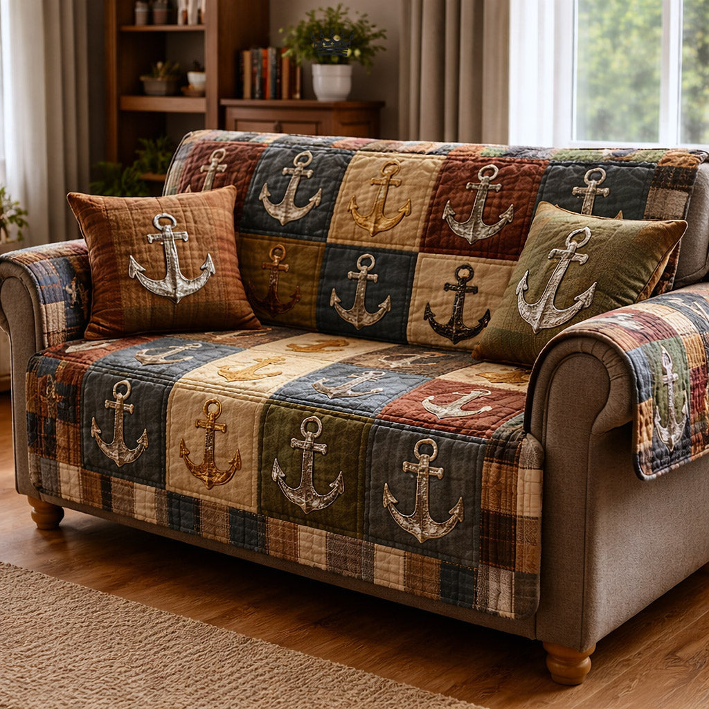 Nautical Anchor Quilted Sofa Cover GFTOTP17175