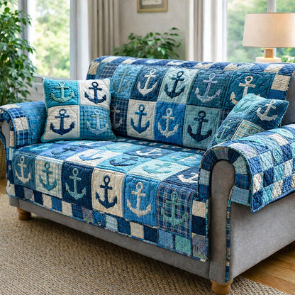 Nautical Anchor Quilted Sofa Cover GFTOTP17176
