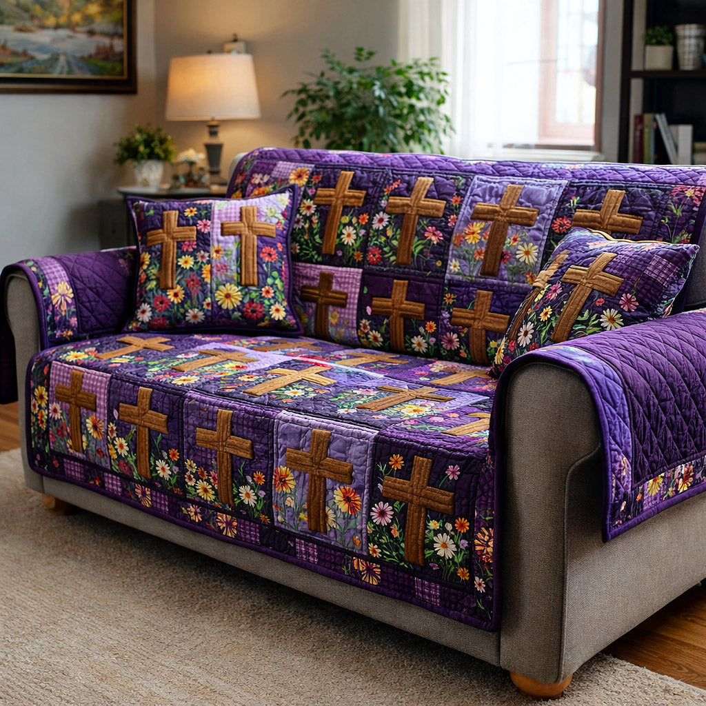 Faithful Sunrise Quilted Sofa Cover GFTOTP17199