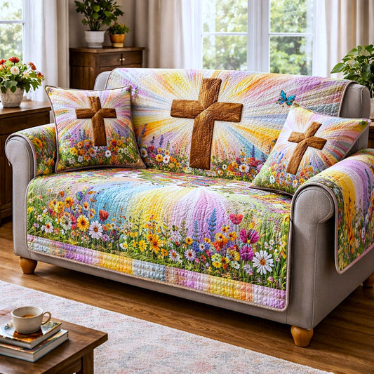 Faithful Sunrise Quilted Sofa Cover GFTOTP17200