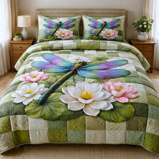 Dragonfly Glow 3-Piece Quilted Bedding Set GFTOTP17229