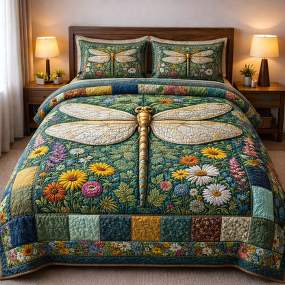 Dragonfly Glow 3-Piece Quilted Bedding Set GFTOTP17231