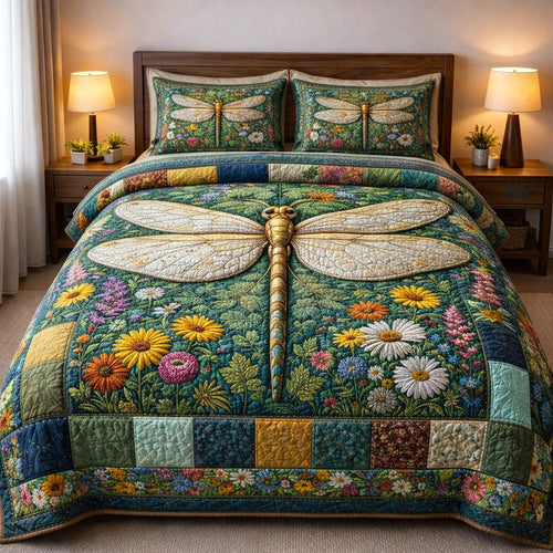Dragonfly Glow 3-Piece Quilted Bedding Set GFTOTP17231