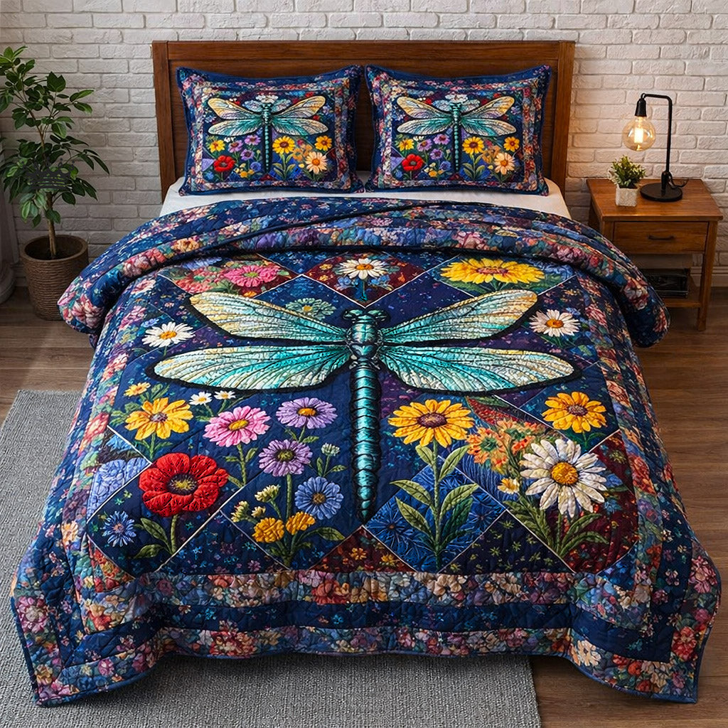 Dragonfly Glow 3-Piece Quilted Bedding Set GFTOTP17233