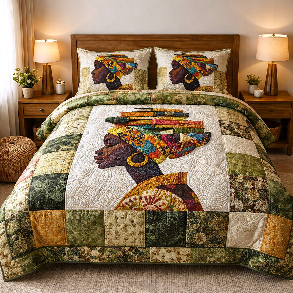 Ebony Glow 3-Piece Quilted Bedding Set GFTOTP17239