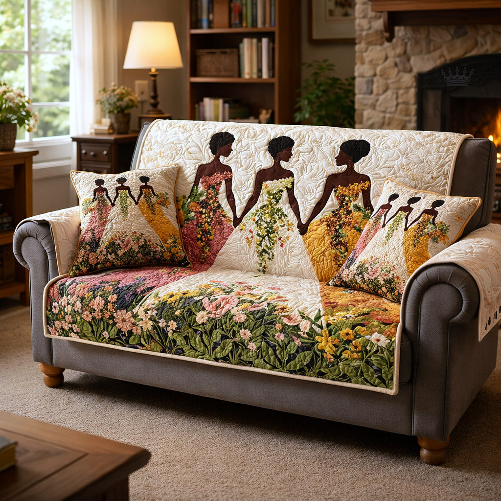 Ebony Glow Quilted Sofa Cover GFTOTP17287