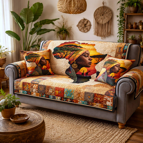 Ebony Glow Quilted Sofa Cover GFTOTP17292