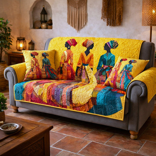 Ebony Glow Quilted Sofa Cover GFTOTP17293