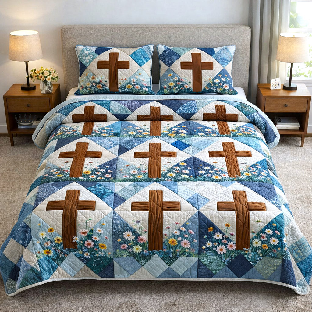 Faithful Sunrise 3-Piece Quilted Bedding Set GFTOTP17314