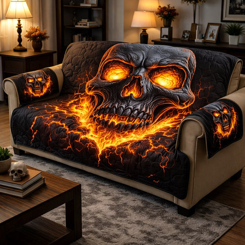 Lava Skull Quilted Sofa Cover GFTOTP17338