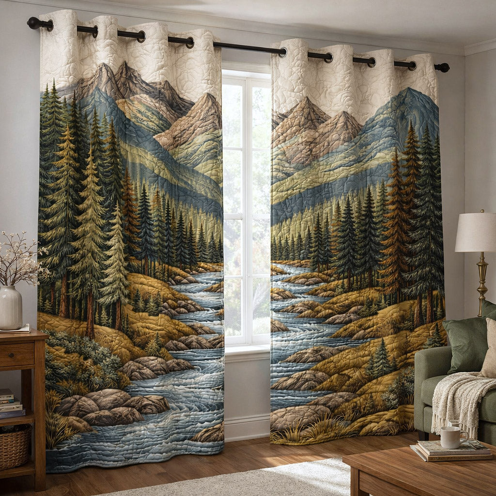 Pine Whisper Quilted Curtains GFTOTP17387